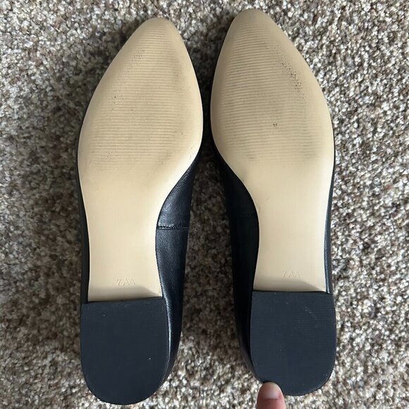 Talbots Black Ballet Flats Pointed Toe Genuine Leather Women's Narrow 7AA EUC - Picture 9 of 11